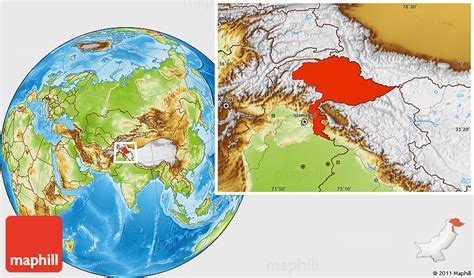 Physical Location Map of Jammu and Kashmir