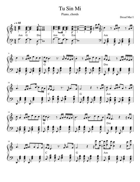 Tu Sin Mi - Dread Mar I Sheet music for Piano (Solo) | Musescore.com