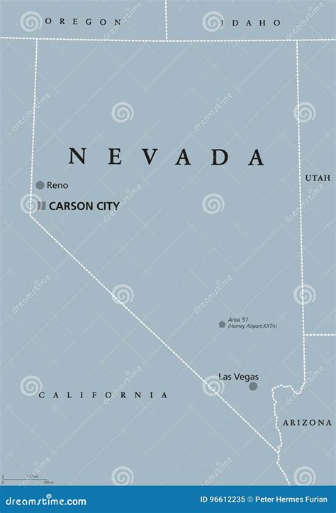 Nevada Map Political Map Of Nevada With Boundaries In Outline Vector