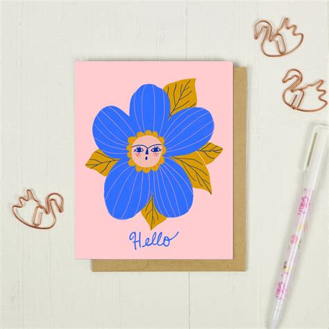 Hello Greeting Card Card for Friend Blank Card With - Etsy