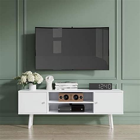 Black Small TV Stand for 50 inch TV Modern Entertainment Center with ...