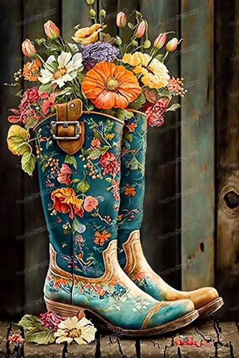 Amazon RMSGOZO Vintage Floral Boots Diamond Painting Kits DIY