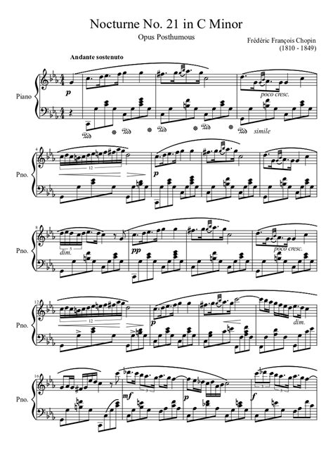 Nocturne No 21 In C Minor Sheet Music For Piano Solo