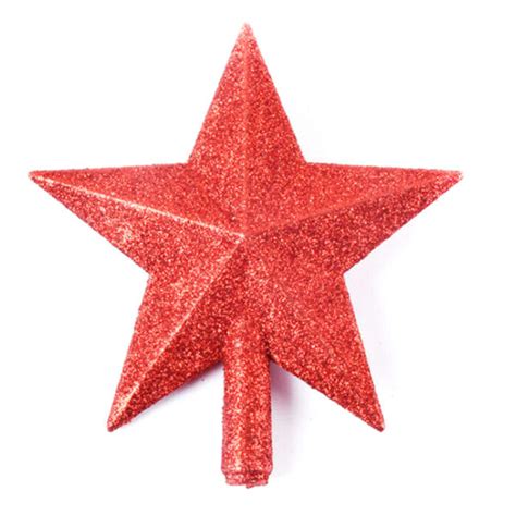 15cm Femuddig Stjärna Julgransprydnad Glitter Dekoration Red 15cm Red