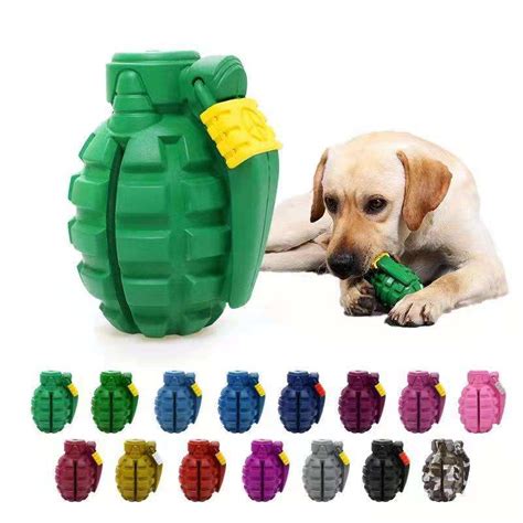 Natural Rubber Interactive Bite Resistant Grenade Shaped Dog Chew Toy