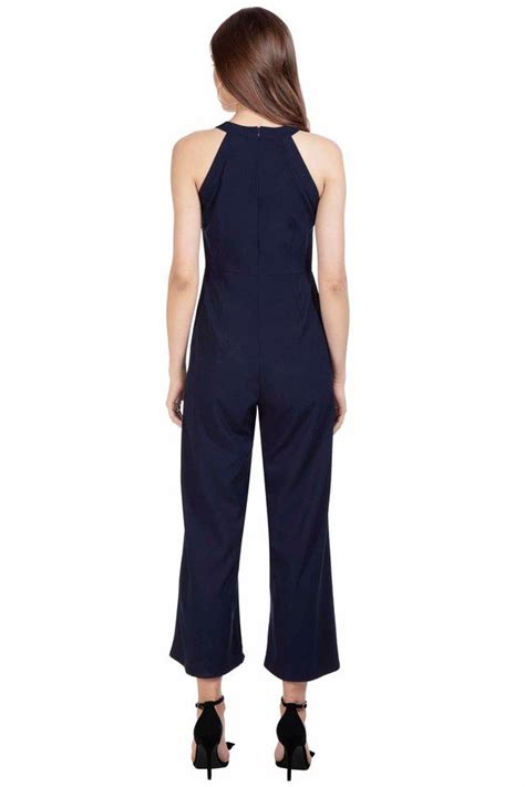 Buy Faballey Blue Embellished Sleeveless Crepe Womens Maxi Jumpsuit