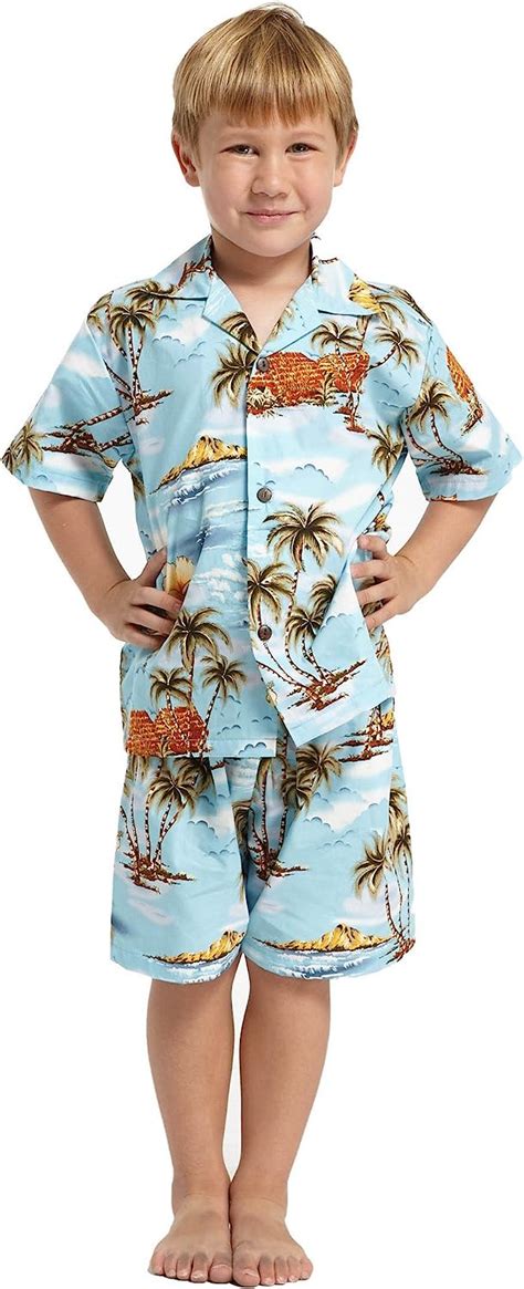 Made In Hawaii Luau Aloha Shirt And Shorts Boy Cabana Set Houses Palms