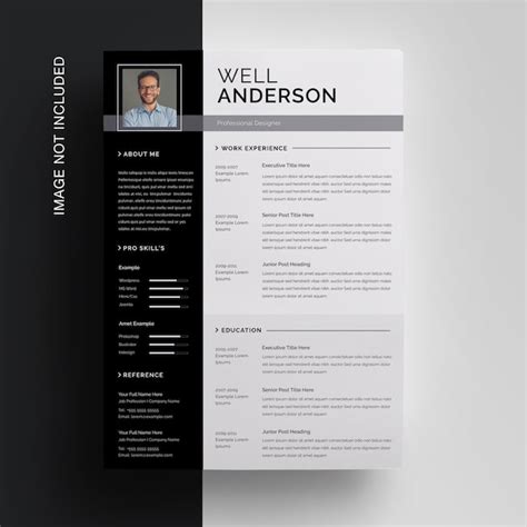 Premium Psd Black Resume Template With Sidebar