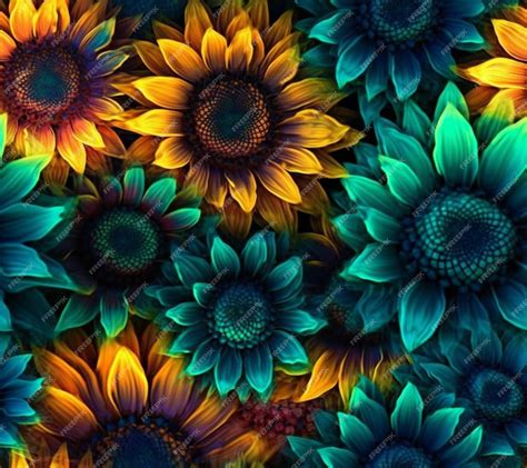 Premium Photo | A colorful sunflower wallpaper that says sunflowers.