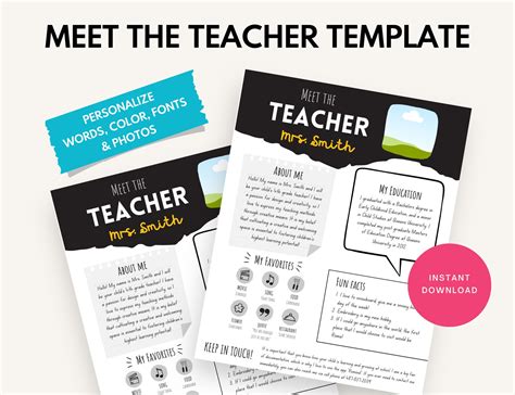 Editable Meet the Teacher Template Canva Template All About - Etsy