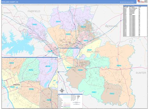 Richland County, SC Wall Map Color Cast Style by MarketMAPS - MapSales