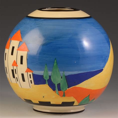 Clarice Cliff Blue Lucerne 370 Globe Vase C1931