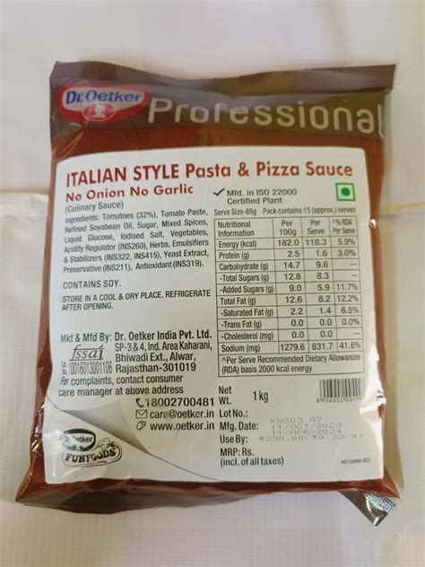 Dr Oetker Professional Italian Style Pasta Pizza Souce Packaging Type