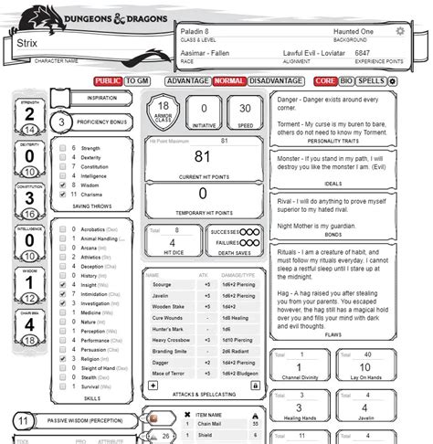 Dnd 5E Character Sheet Template Printable Word Searches