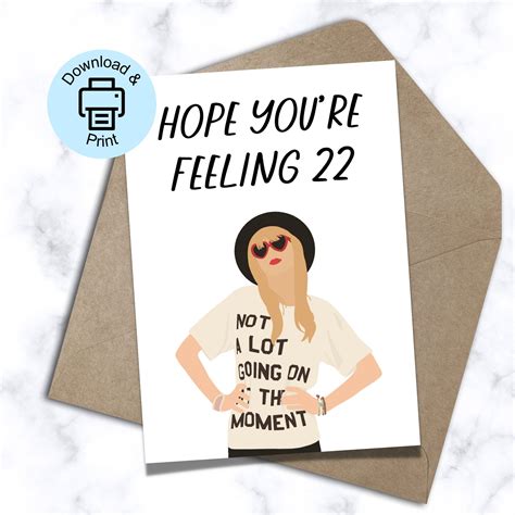 Ts Printable Birthday Card Ts Birthday Card 22nd Birthday Feeling 22