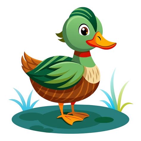 El Lindo Pato En El Dibujo Animado Vector Premium