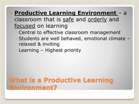 Ppt Classroom Management Creating Productive Learning Environments Powerpoint Presentation