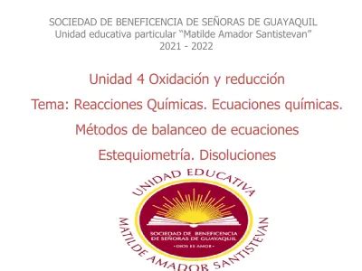 Unidad Oxidaci N Y Reducci N Tema Reacciones Qu Micas Ecuaciones