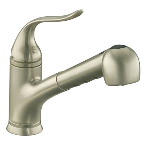 Kohler Coralais Vibrant Brushed Nickel Single Handle Pull Out Kitchen Faucet With Sprayer Deck