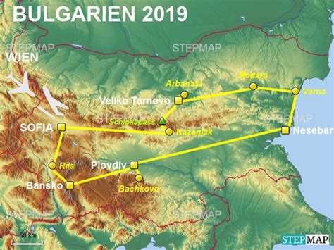 StepMap Bulgarien 2019 Landkarte für Südosteuropa