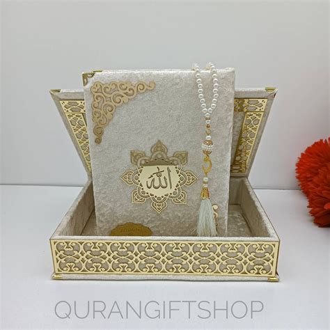 Personalized Quran With Velvet Box And Tasbih Set Quran Gifts Set