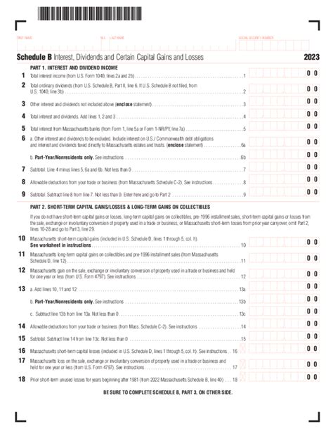 Mass Schedule B 2023 2024 Form Fill Out And Sign Printable Pdf