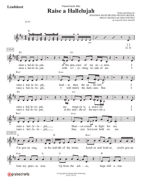 Bethel Music Raise A Hallelujah Sheet Music Leadsheet In 51 Off