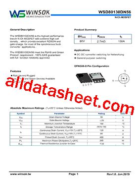 WSD80130DN56 Datasheet PDF Shenzhen Guan Hua Wei Ye Co Ltd