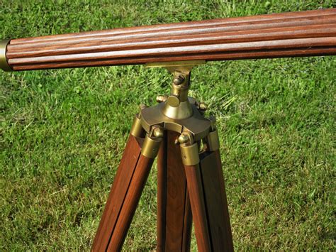 Vintage Wood And Brass Telescope Nautical Folding Tripod Scope Gold Brown Home Decor Astronomy