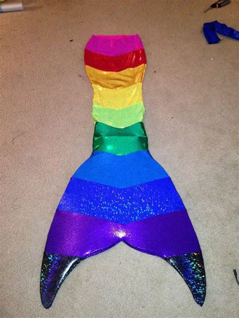 Rainbow Metallic Spandex Swimmable Mermaid Tail By Flowerbite 250 00