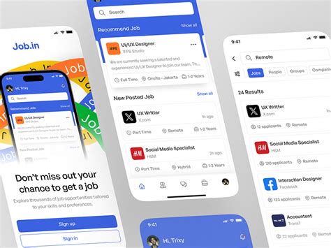 jobin job finder app  rizal  kretya studio  dribbble