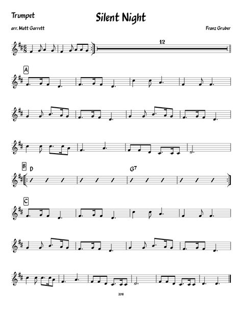 Otma Silent Night Trumpet Sheet Music For Trumpet Download Free In Pdf