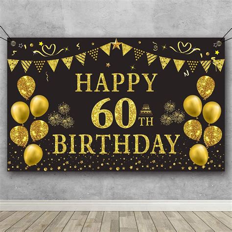 Amazon 60th Birthday Backdrop Banner Large Fabric Happy Birthday