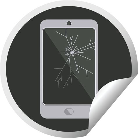 cracked screen cell phone graphic vector illustration circular sticker 12477250 Vector Art at ...