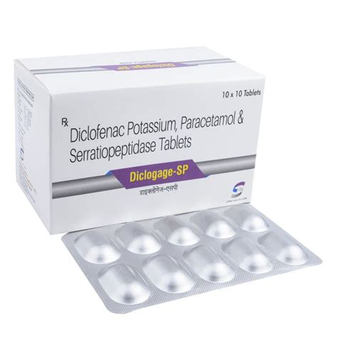 Diclofenac Potassium Paracetamol And Serratiopeptidase Tablets Packaging Type Box Blister Alu