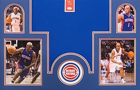 Chauncey Billups Autographed Framed Pistons Blue Jersey - The Stadium Studio