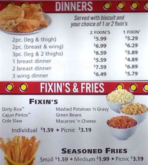 Menu at Bojangles fast food, Charlotte, S Tryon St