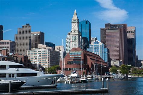 Boston Harbor Skyline Editorial Stock Image Image Of District 243266974