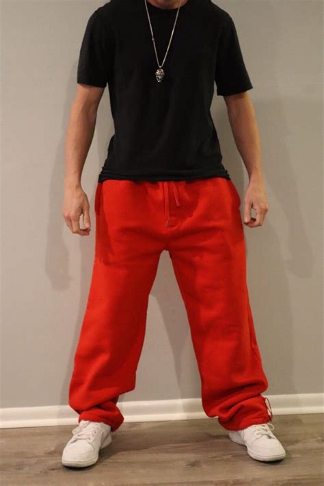 Vintage Y2K Baggy Red Grunge Wide Leg Red PJ MARK Swe Gem