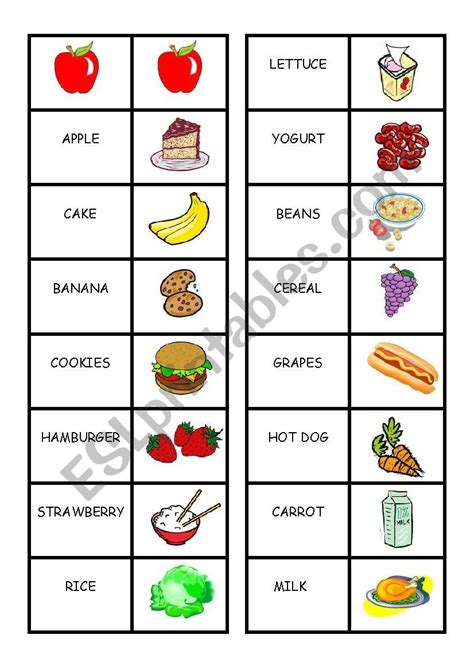 Food Domino Esl Worksheet By Nurella