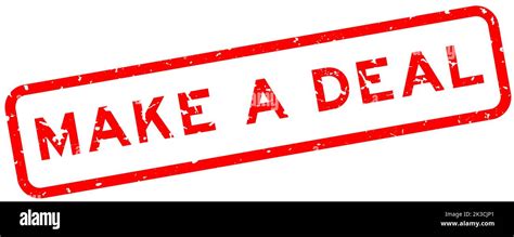 grunge red   deal word square rubber seal stamp  white