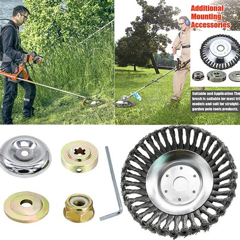 Inch Steel Wire Rotary Brush Cutter Trimmer Head Sets Weeds Blade