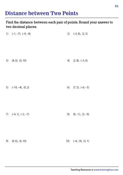 Distance Between Points 6th Grade Geometry Worksheets Geometry Worksheets Library