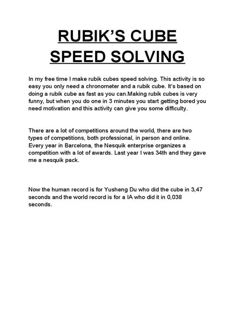 Rubik's Cube Speed Solving | PDF