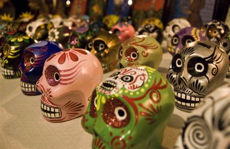 Aztec Skulls Mexican Day of the Dead Colorful Stock Photo - Image of ...