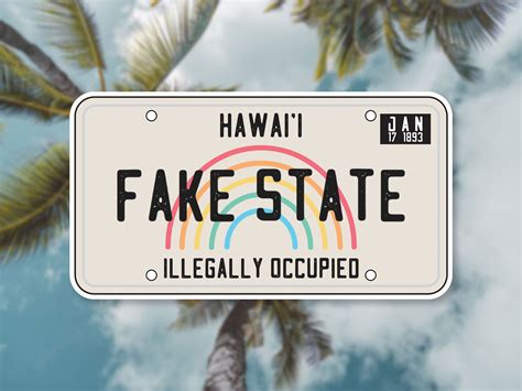 Hawai I Sticker Fake State License Plate Weatherproof Vinyl Etsy