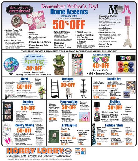 Hobby Lobby Weekly Sales Ad Mother S Day Savings