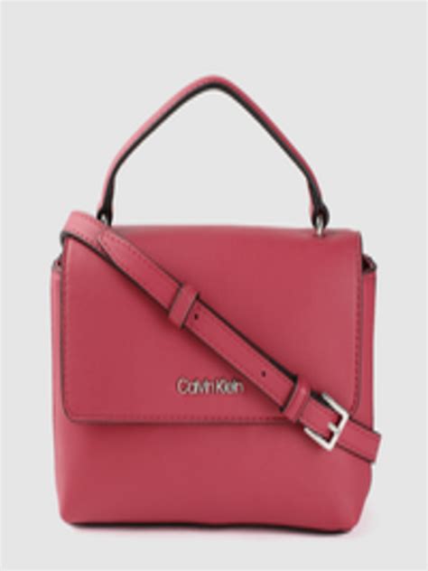 Buy Calvin Klein Pink Solid Satchel Bag With Detachable Sling Strap Handbags For Women