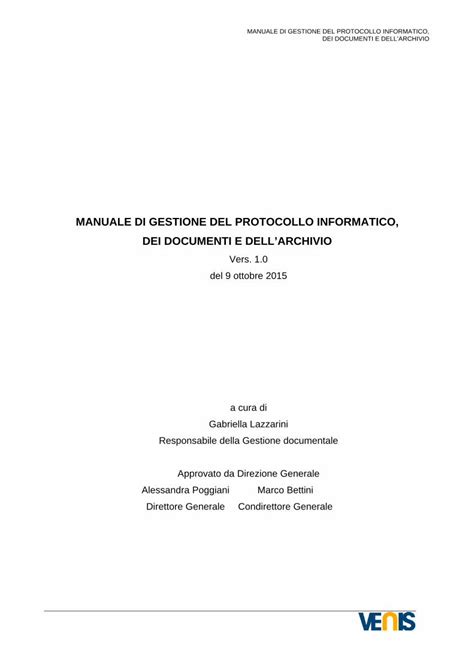 Pdf Manuale Di Gestione Del Protocollo Informatico Dei Di