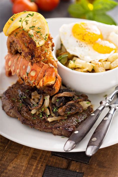 Southern Surf And Turf With Potatoes And Eggs Stock Image Image Of Rosemary Lobster 117160805